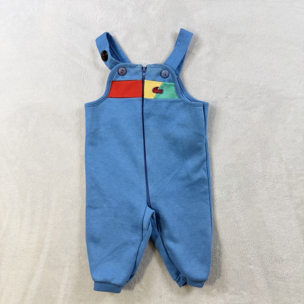 Vintage 80s Lacoste IZOD Color Block Blue Romper 3-6 months